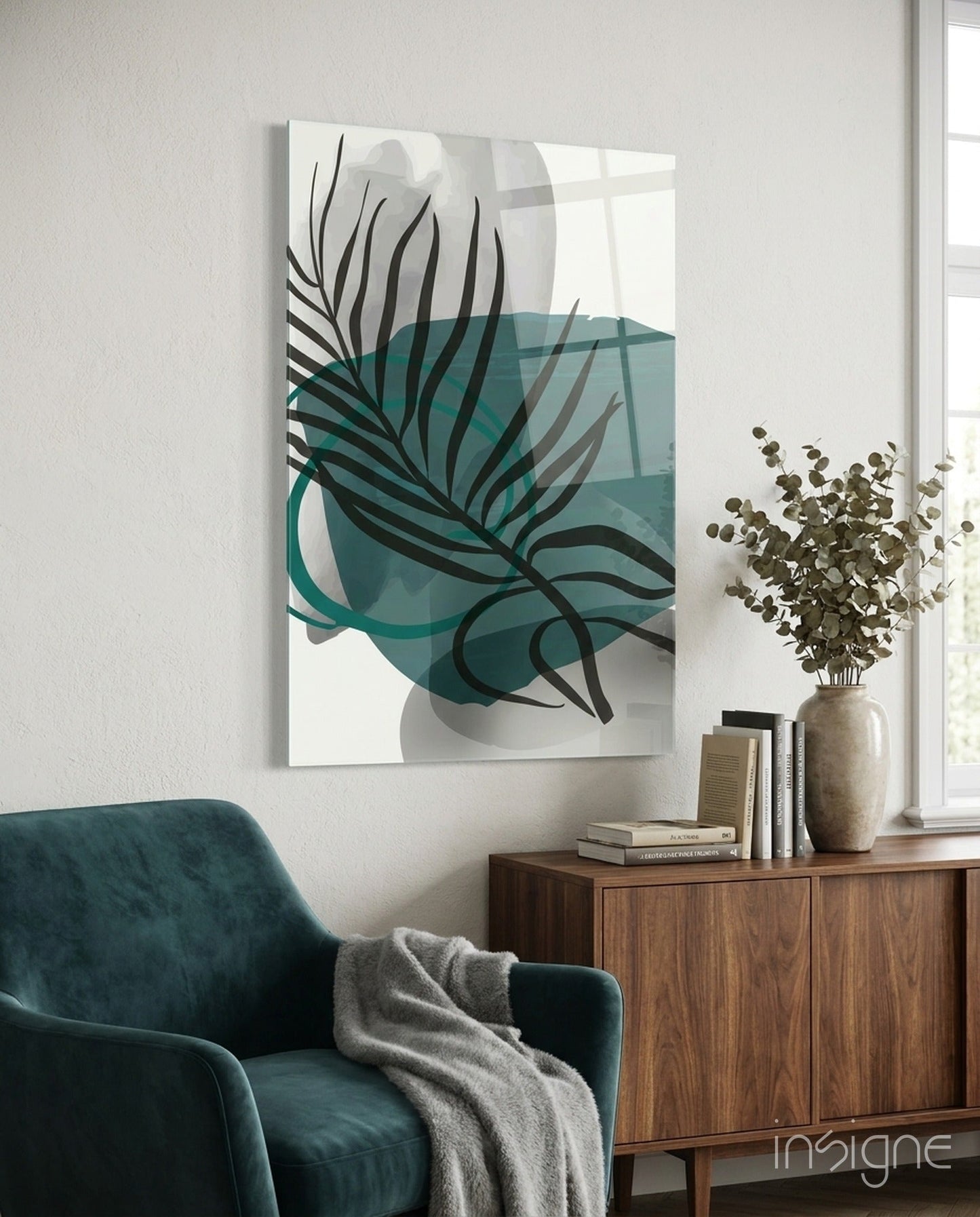 Autumn Green glass wall art