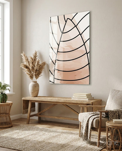 Lines of Leaf glass wall art botanical line art