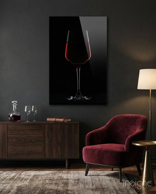 Wine glass wall art still life garnet wine