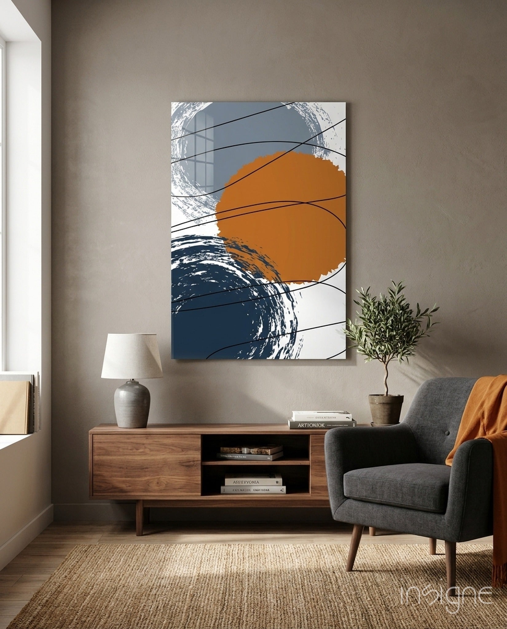 Chaotic glass wall art abstract circles