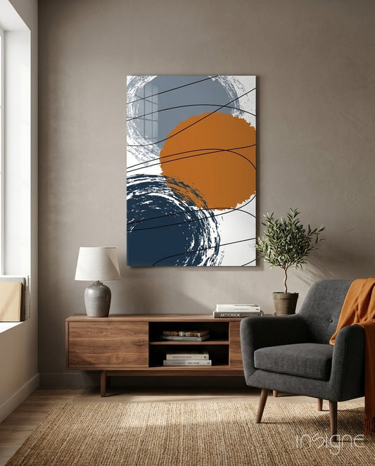 Chaotic glass wall art abstract circles