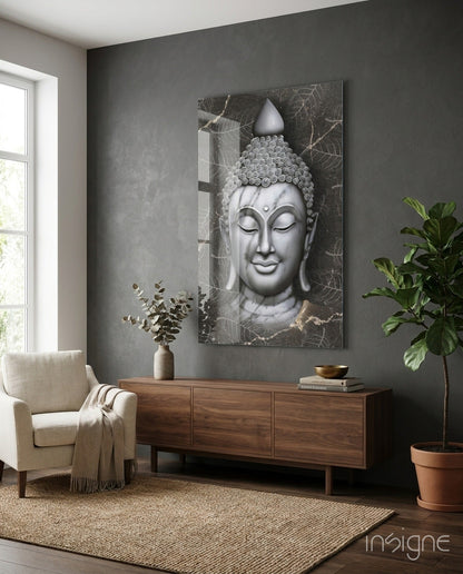 Buddha glass wall art marble bust decor