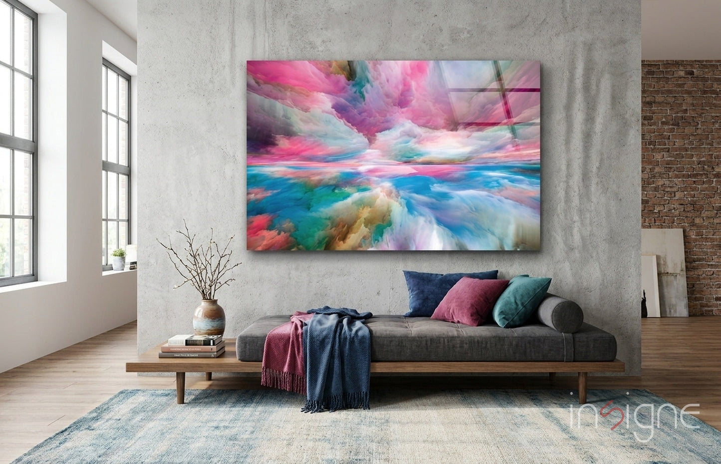 Clouds of a Dream glass wall art with pastel cosmic clouds
