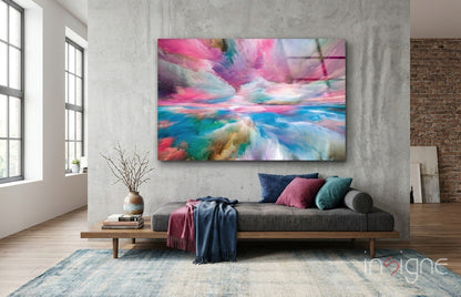 Clouds of a Dream glass wall art with pastel cosmic clouds