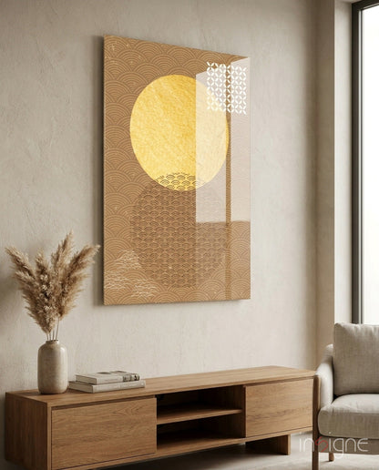 Shadow of the sun glass wall art in chestnut and gold tones