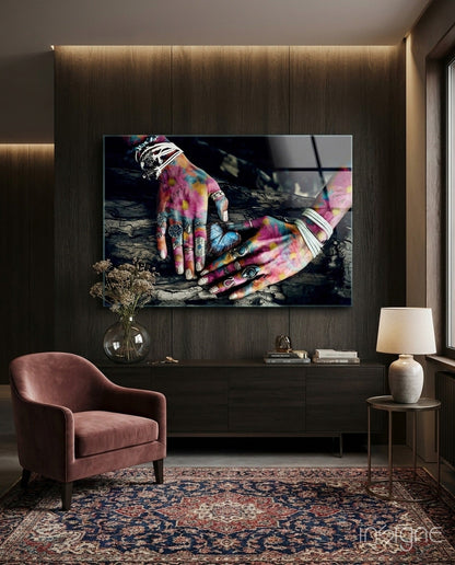 Hands of Nature boho glass wall art driftwood