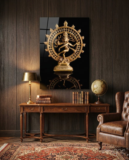 Shiva Nataraja sculpture-style glass wall art