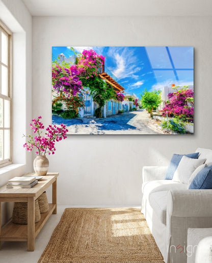 Aegean Beauties coastal tempered glass wall art