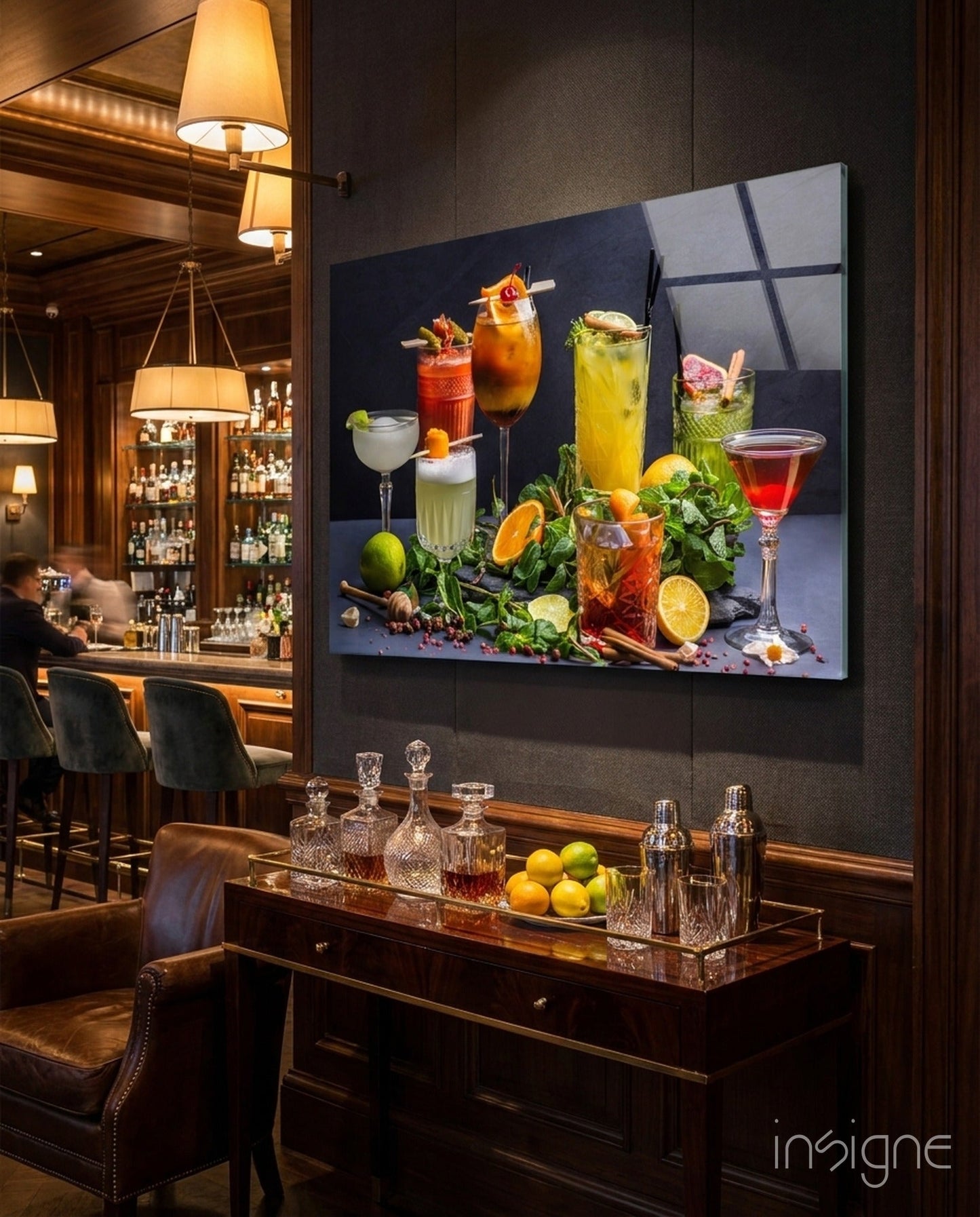 Citrus Herb Cocktail Bar Glass Wall Art