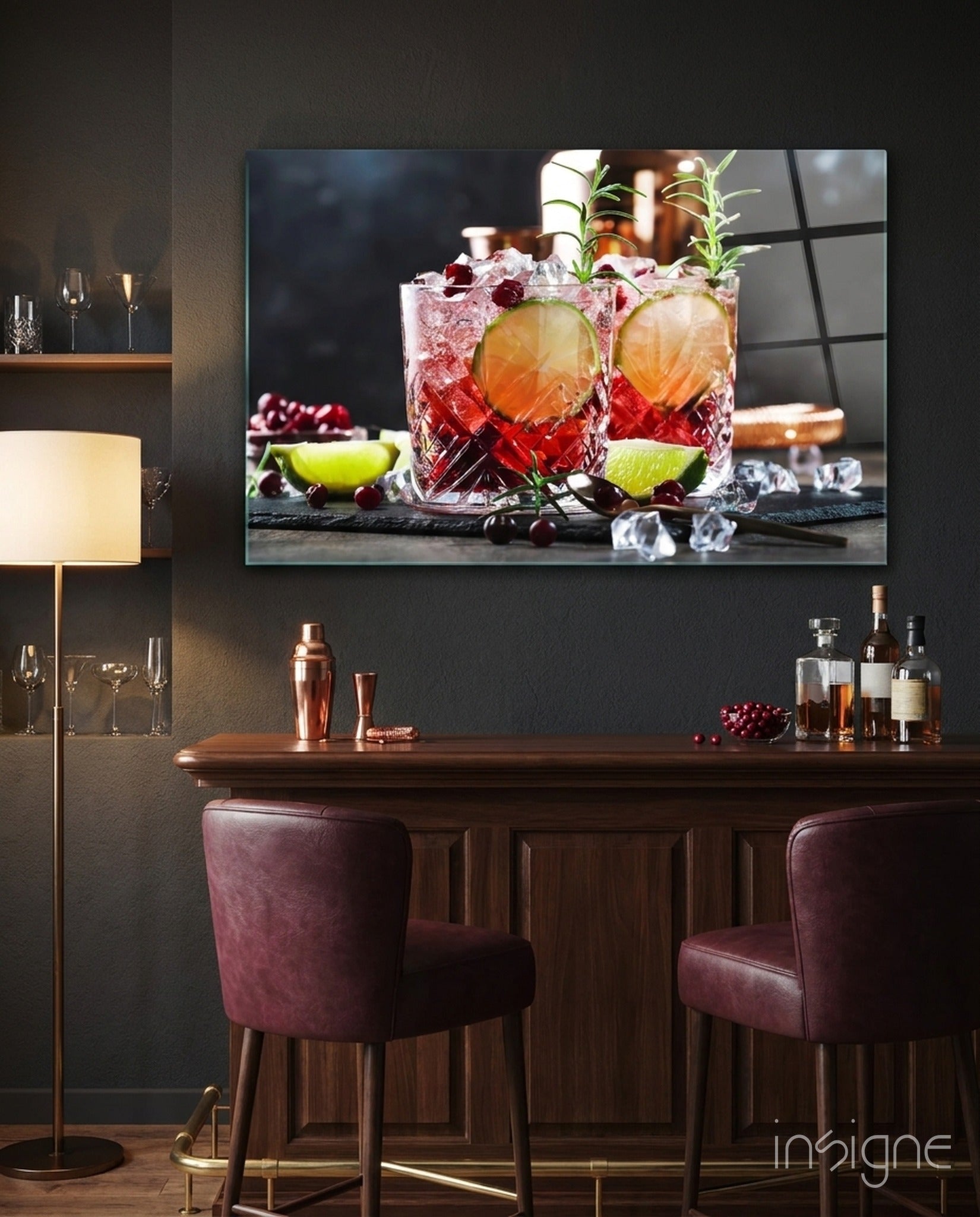 Holiday Cocktail Still Life Glass Wall Art