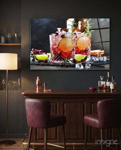 Holiday Cocktail Still Life Glass Wall Art