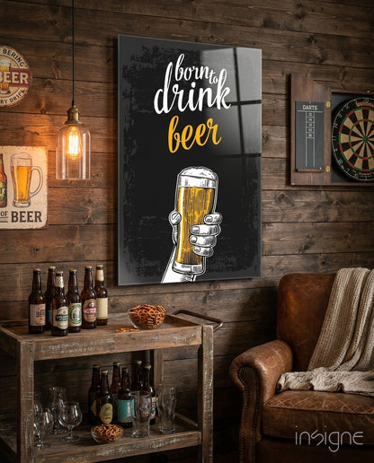 Beer glass wall art retro typography