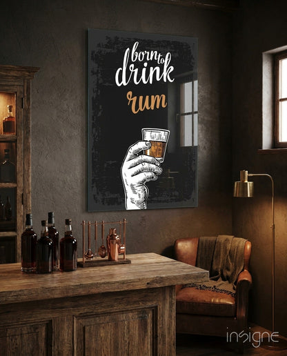 Rum glass wall art retro bar sign