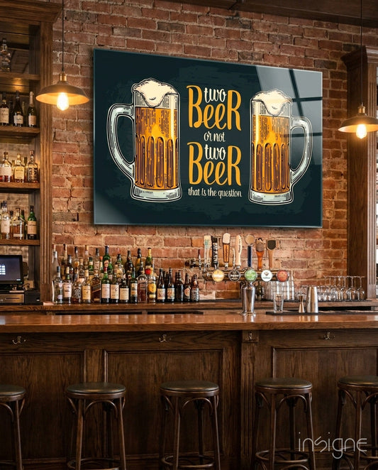 Beer glass wall art bar pun typography