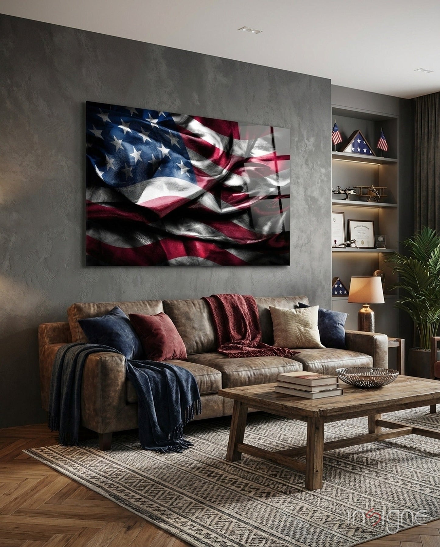American Flag Dark Tones Glass Art