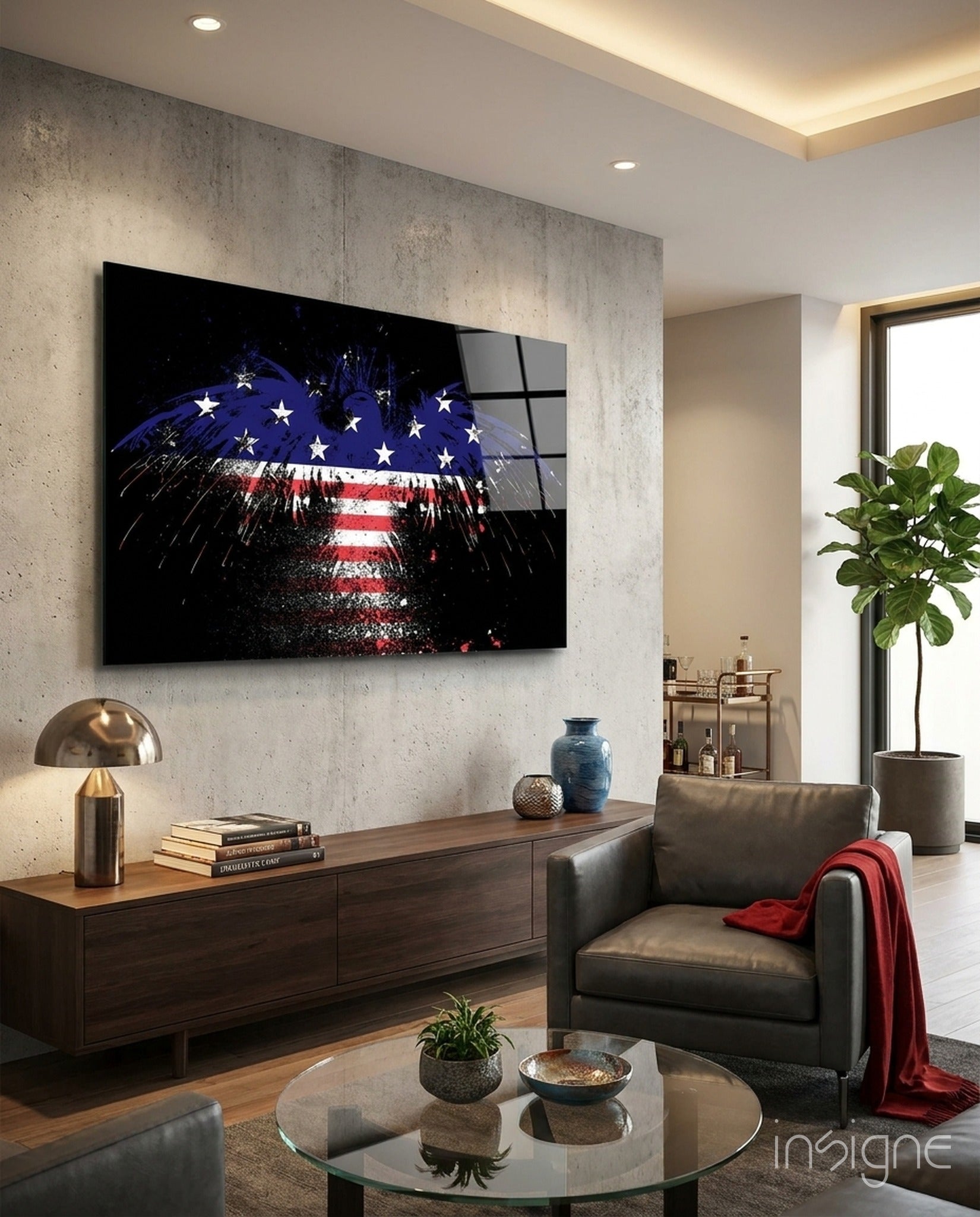 American Eagle patriotic glass wall art graffiti style