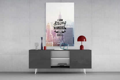 I Am Strong Glass Wall Art