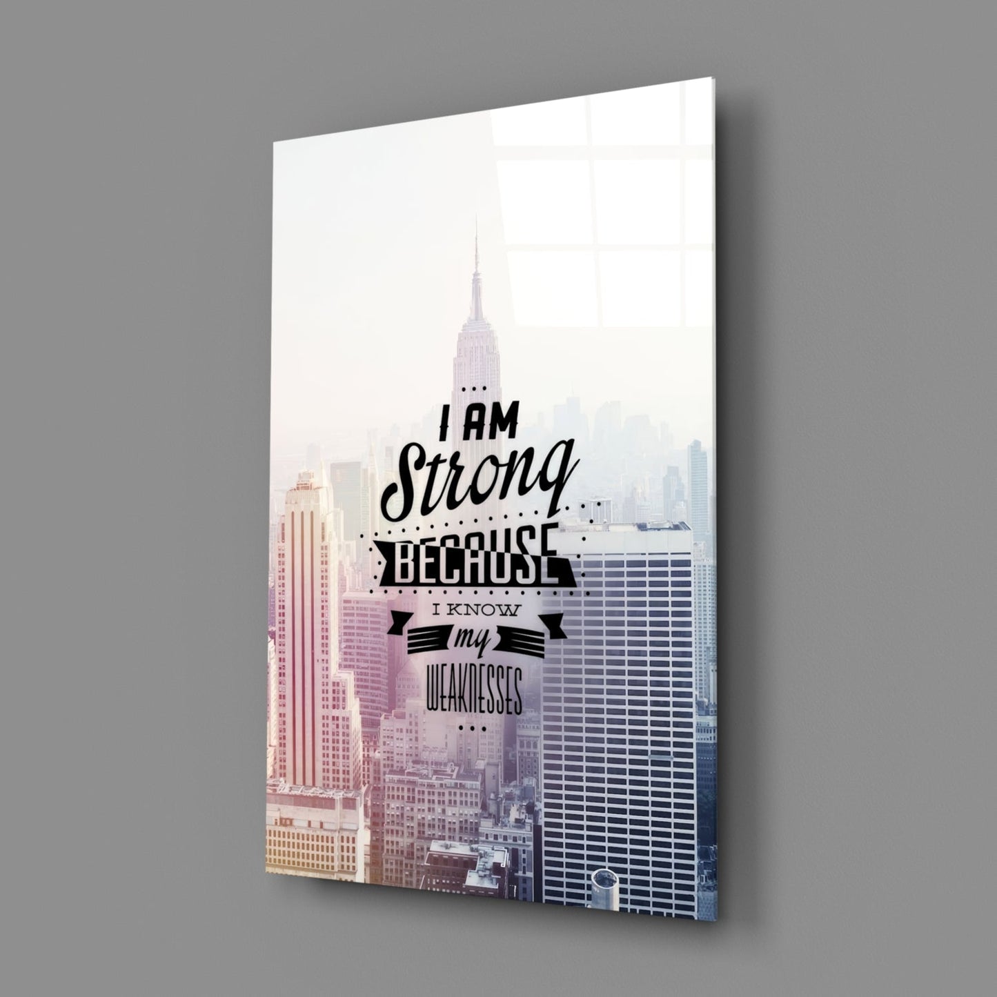 I Am Strong Glass Wall Art