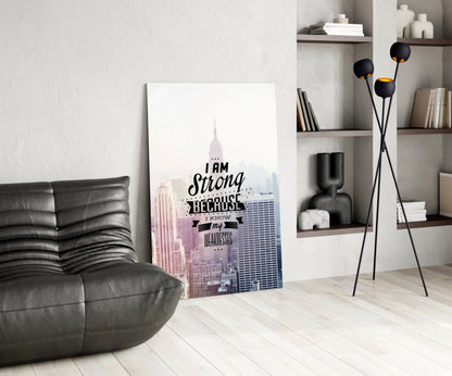 I Am Strong Glass Wall Art