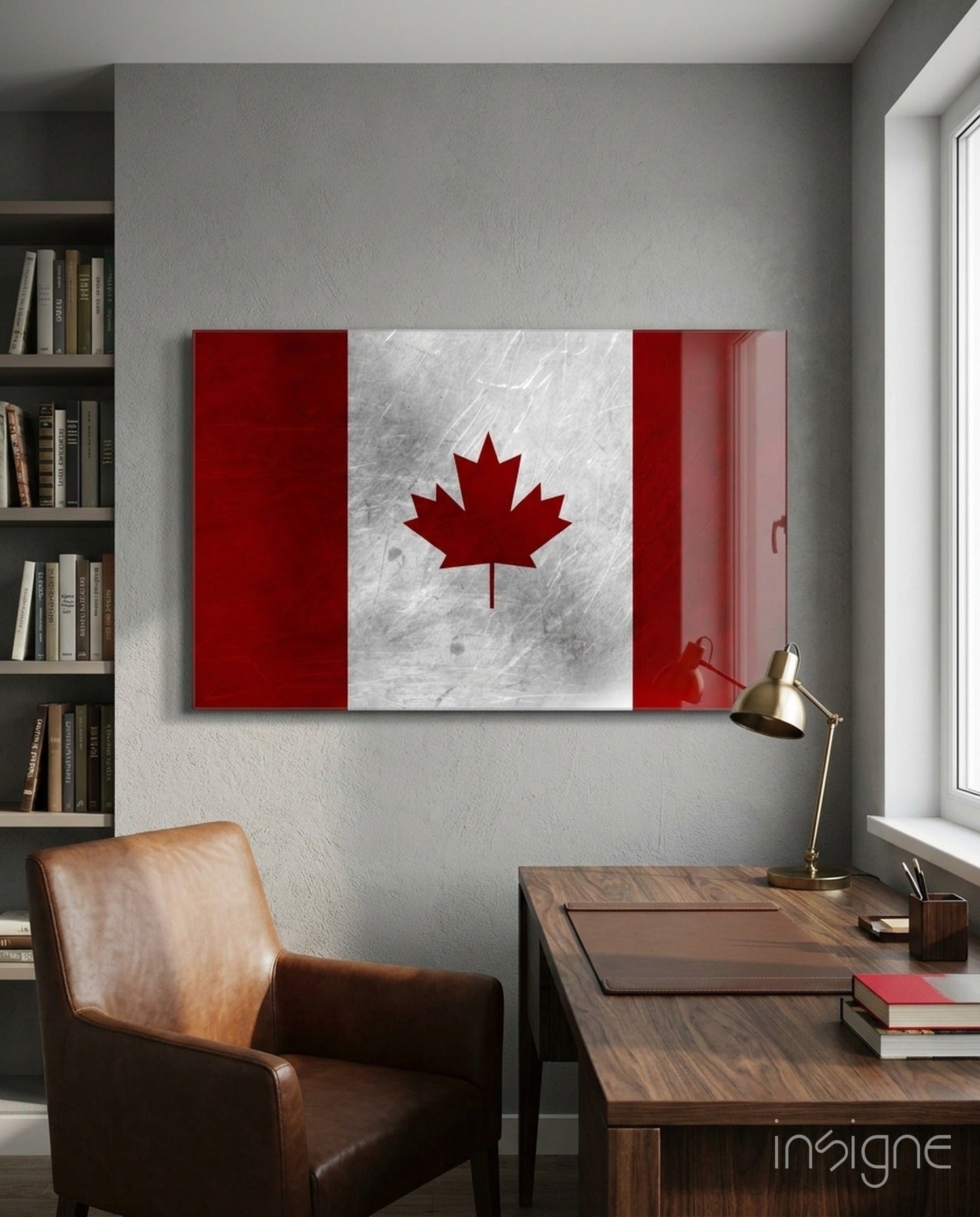 Canadian flag maple leaf glass wall art