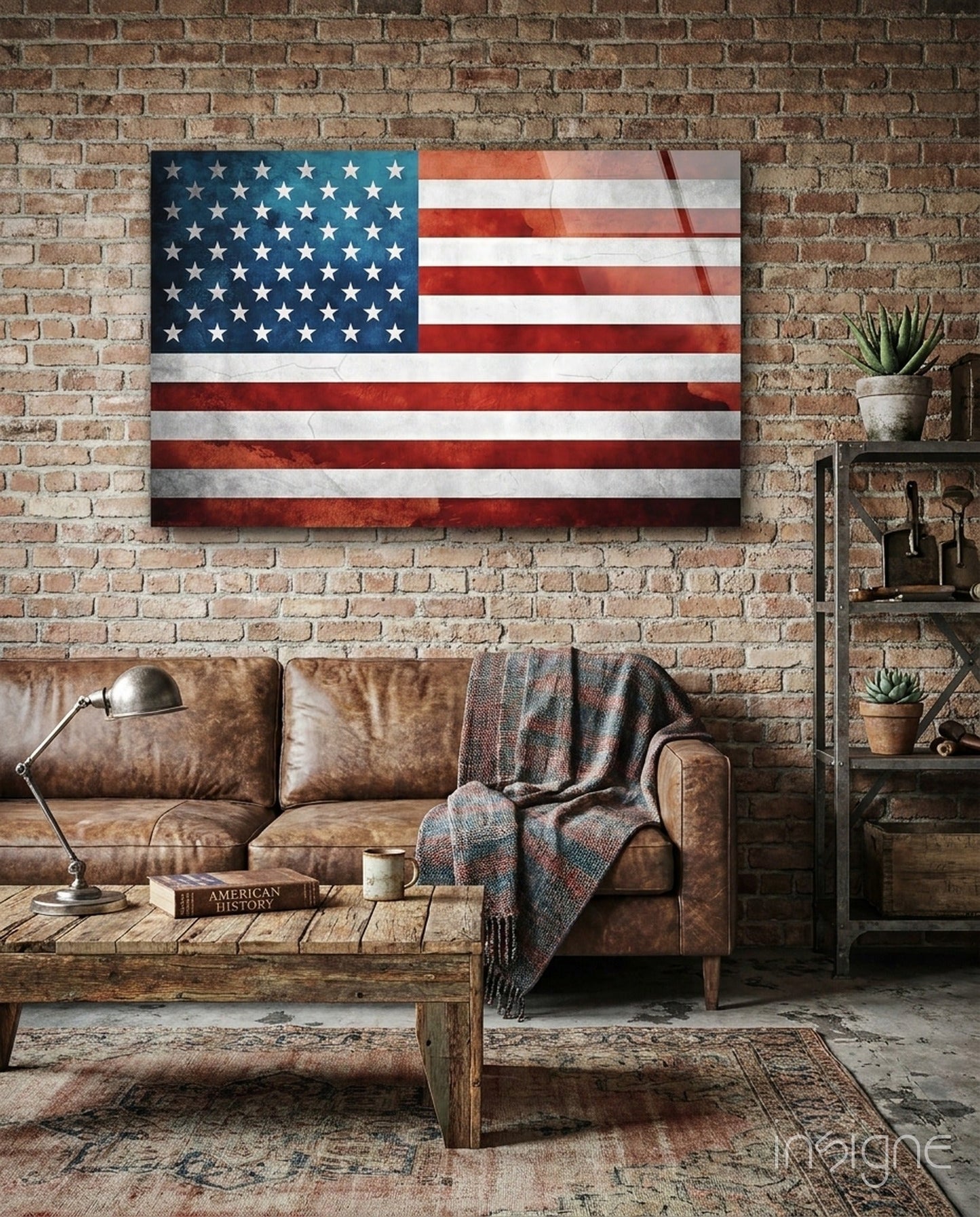 American flag patriotic glass wall art