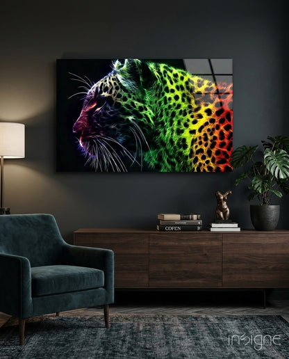Leopard tempered glass wall art