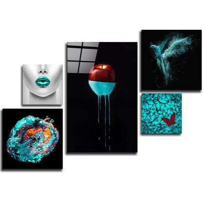 Turquoise glass wall art gallery set