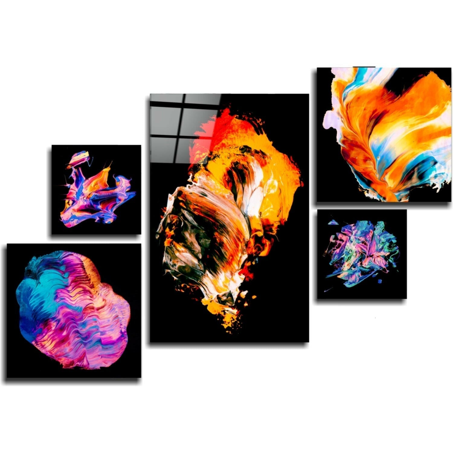 Dance of Colors glass wall art multi-panel set