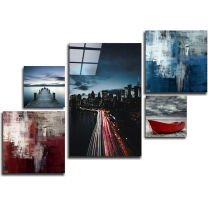 Blue serenity glass wall art gallery set