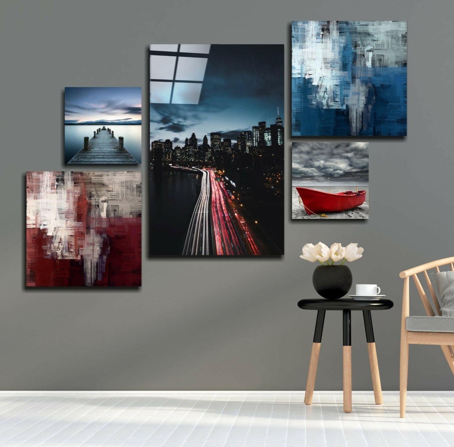 Blue Serenity Glass Wall Art Set