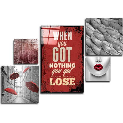 Nothing to lose typographic glass wall art gallery set
