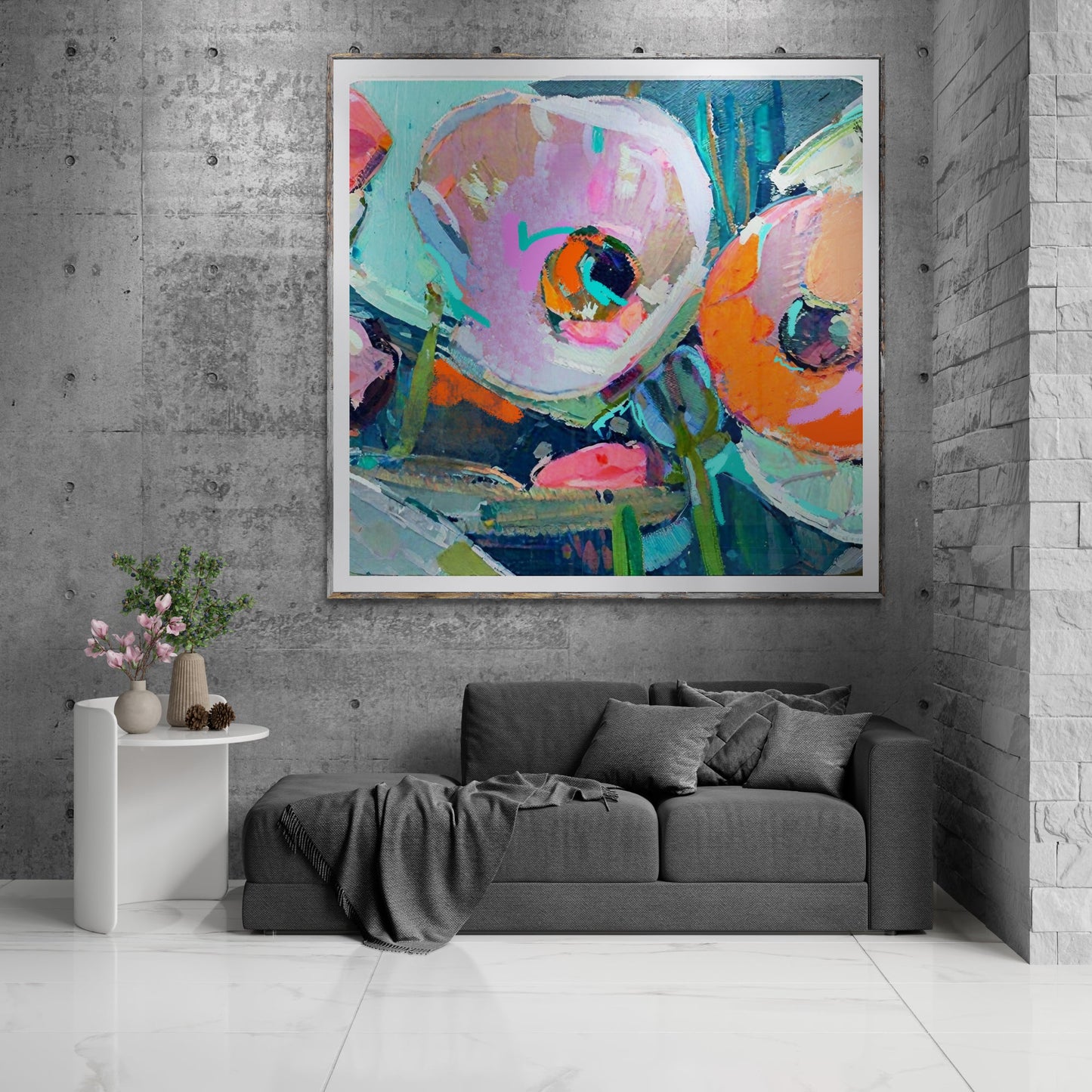 Chromatic Pulse Bold Floral Canvas Wall Art