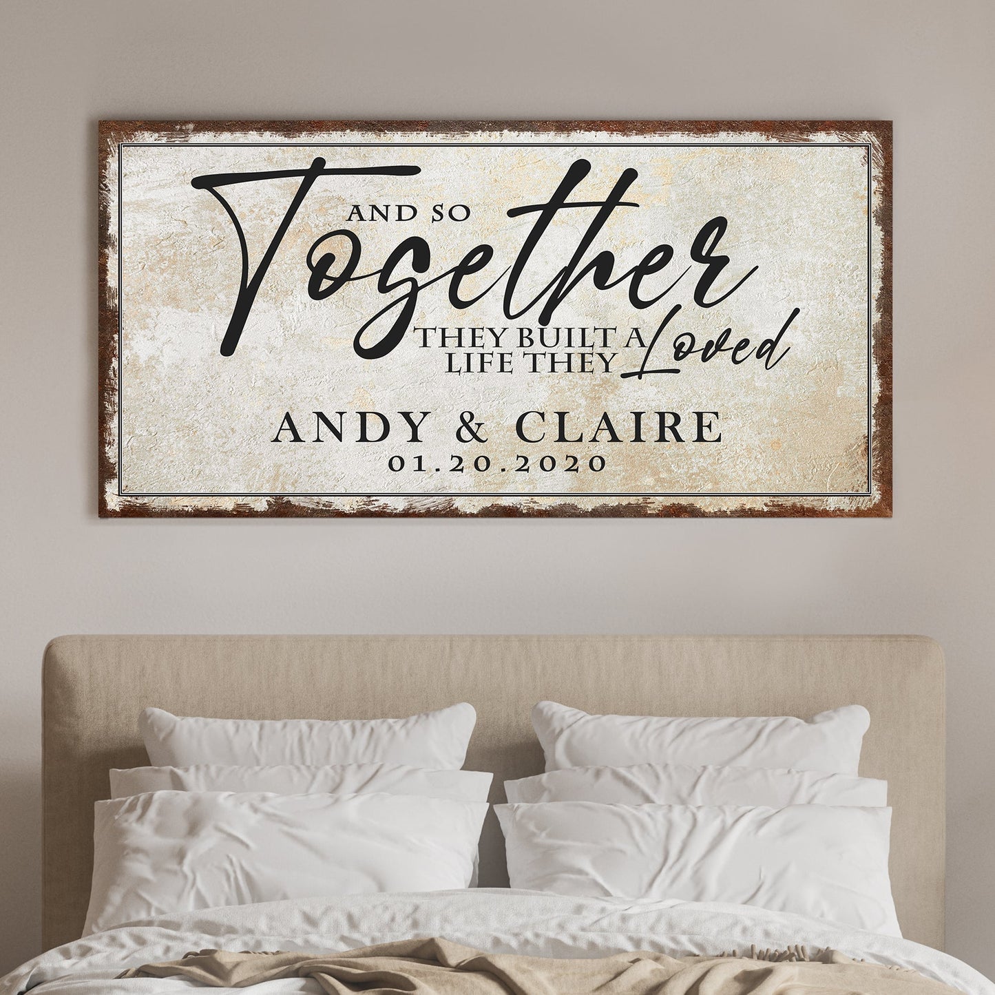 Personalized Together canvas sign celebrating teamwork
