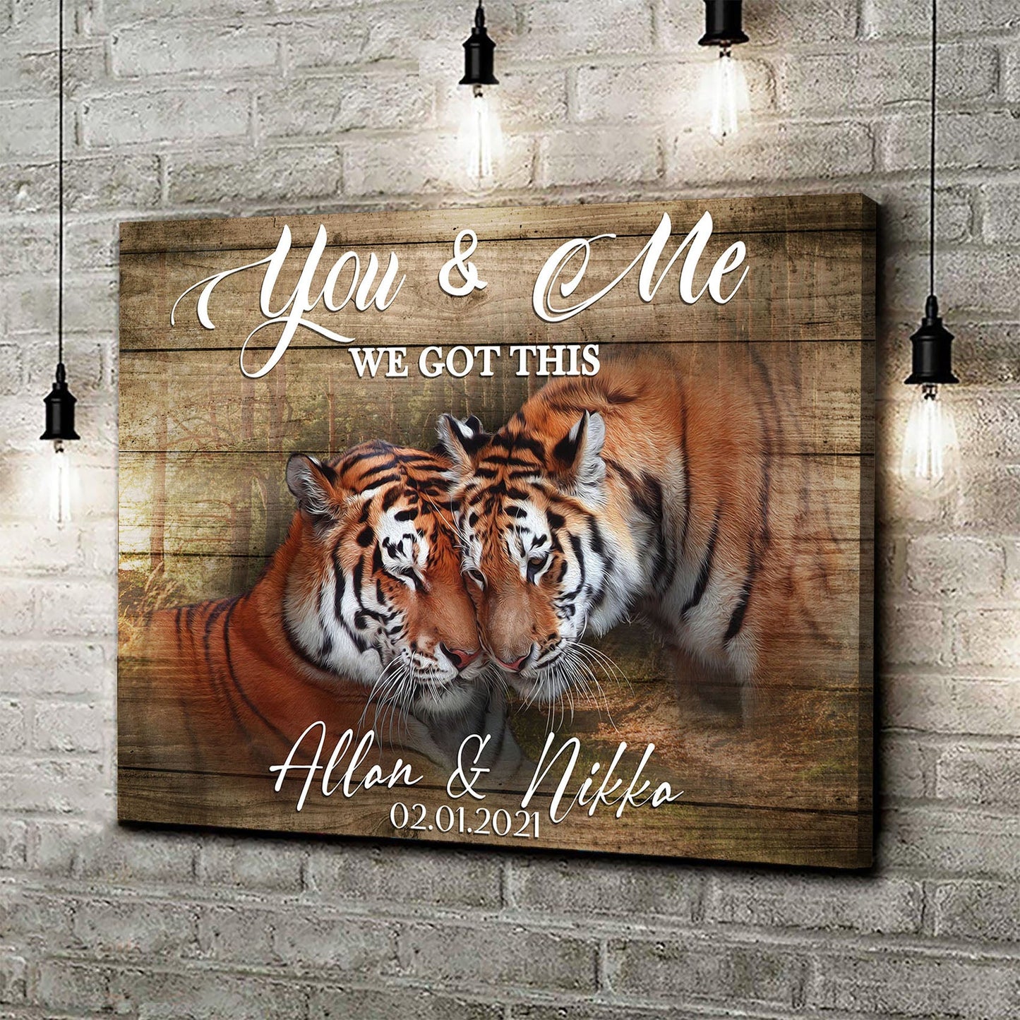 We Got This Tiger Couple personalized canvas sign