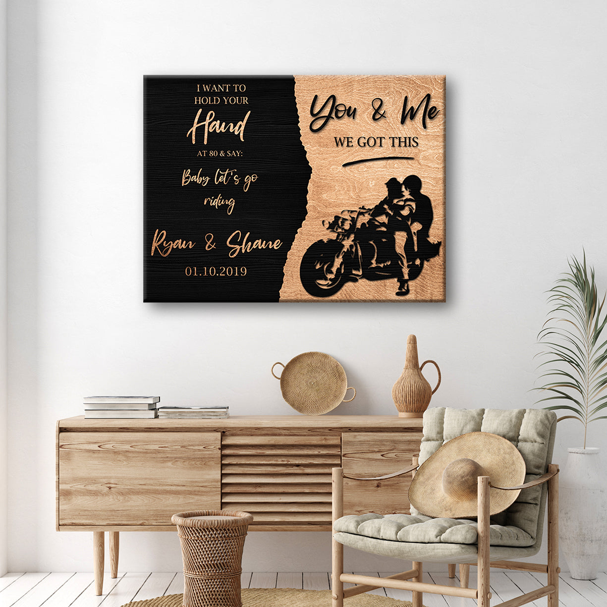 Personalized Biker Couple Canvas Sign Wall Art