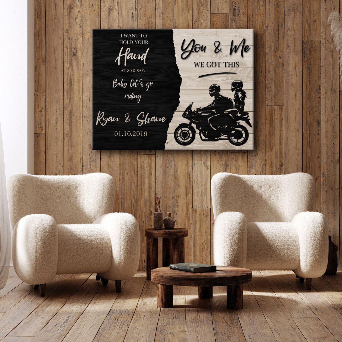 Personalized Biker Couple Canvas Sign Wall Art