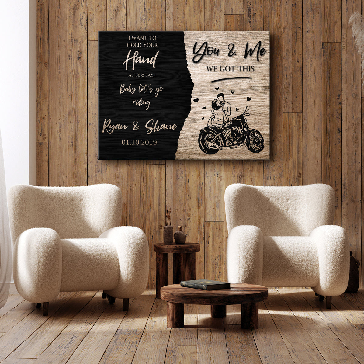 Personalized Biker Couple Canvas Sign Wall Art