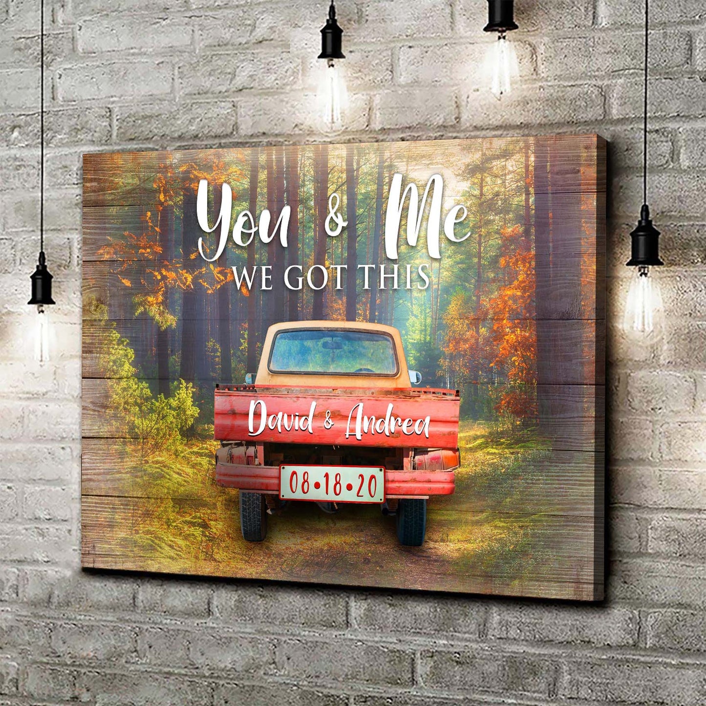 We Got This Couple Red Truck personalized canvas sign with farm truck