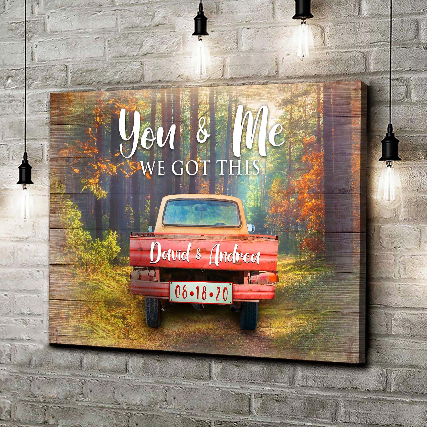We Got This Couple Red Truck personalized canvas sign with farm truck
