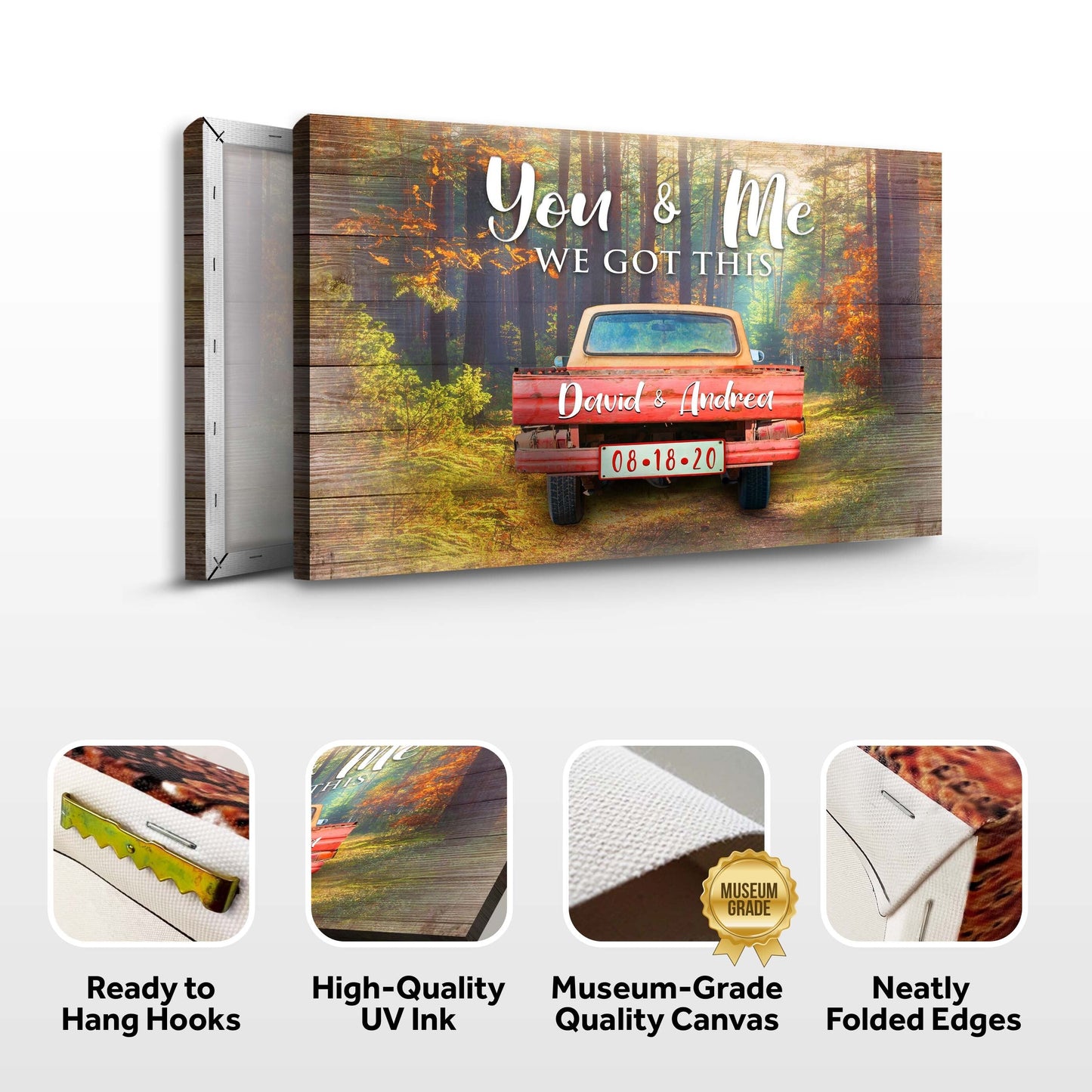 We Got This Couple Red Truck Personalized Canvas Sign