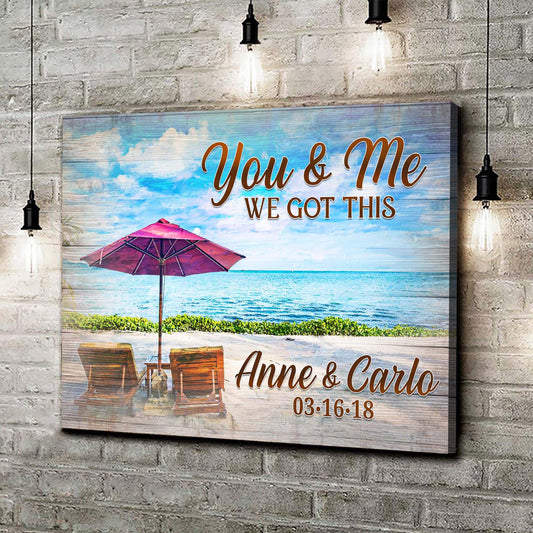 We Got This Couple Beach personalized canvas sign for coastal homes