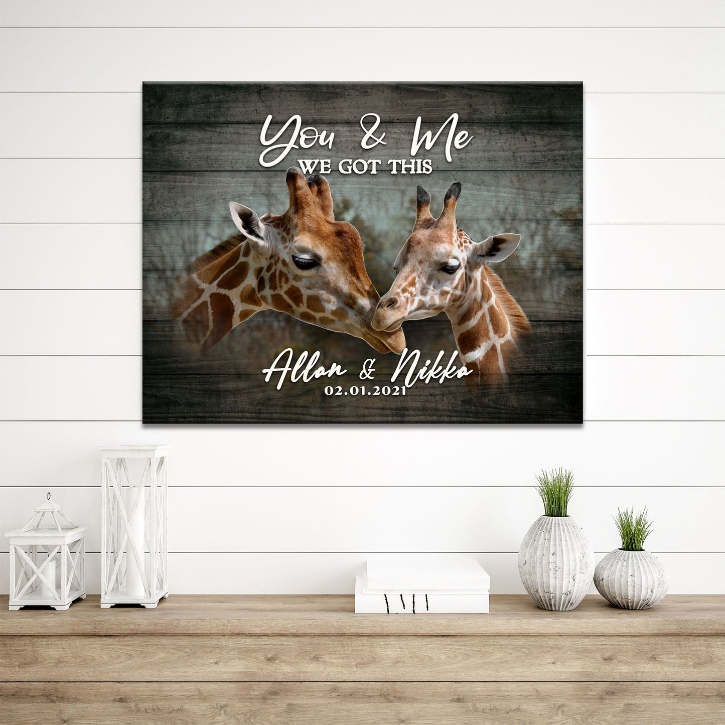 We Got This Couple Giraffe Personalized Canvas Sign