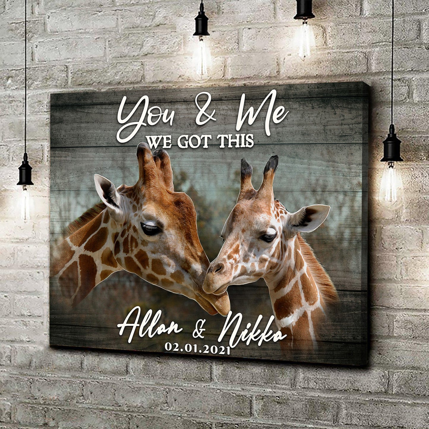 We Got This Couple Giraffe personalized canvas sign
