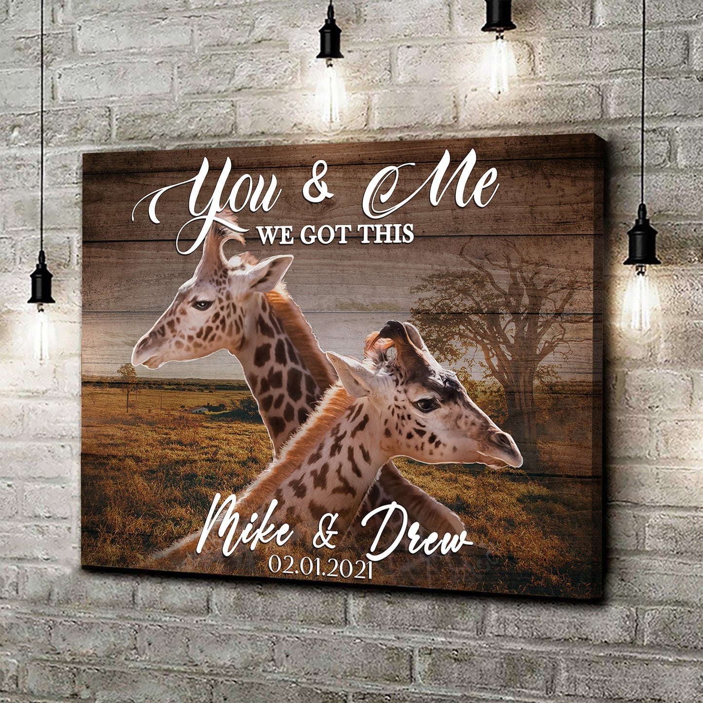 We Got This Couple Giraffe Personalized Canvas Sign
