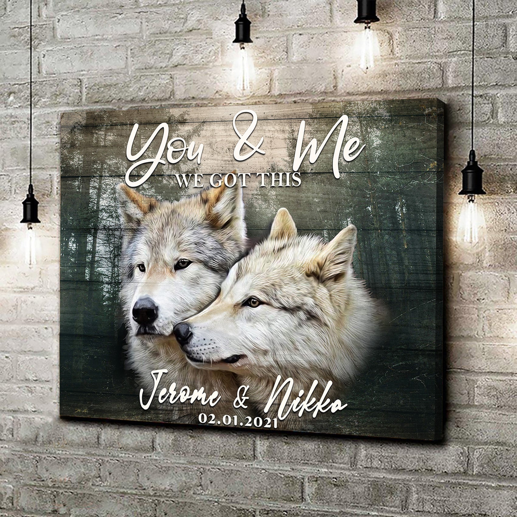We Got This Couple Wolves personalized canvas sign