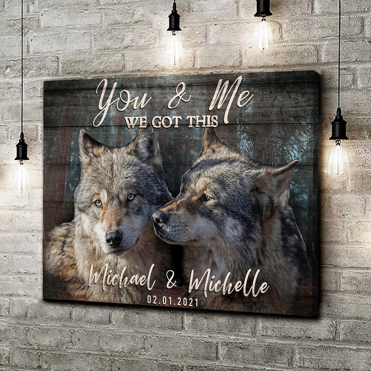 We Got This Couple Wolves Personalized Canvas Sign