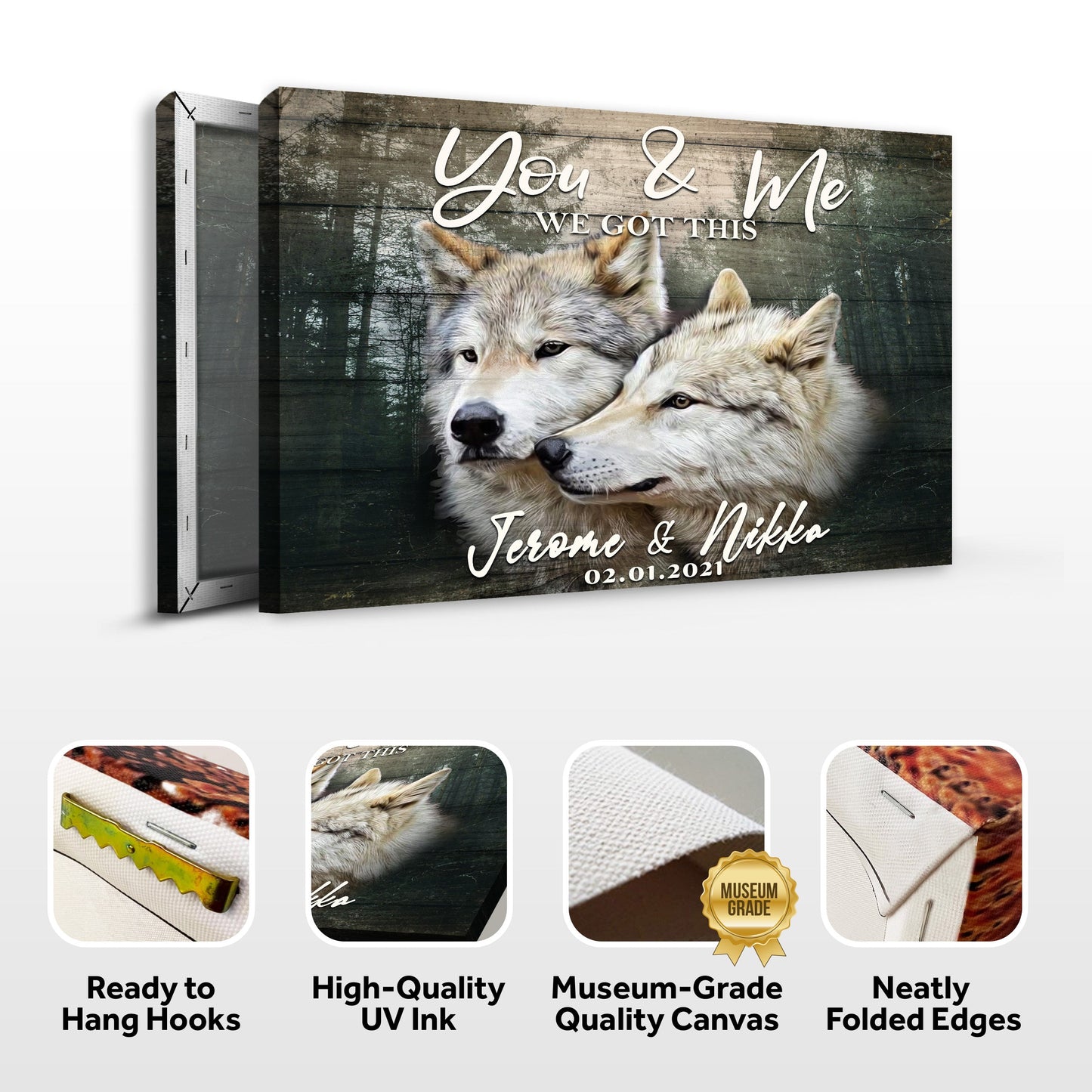 We Got This Couple Wolves Personalized Canvas Sign