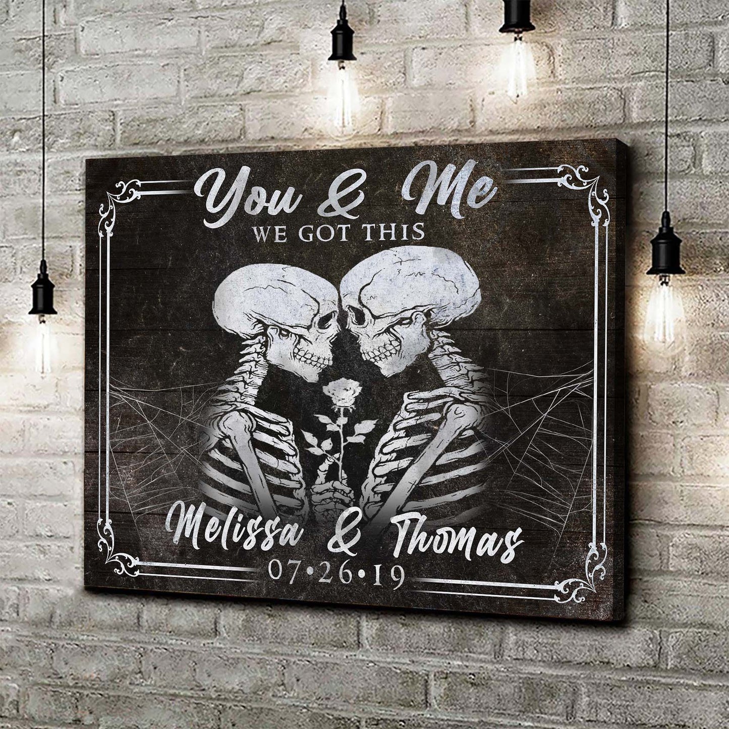 We Got This Skeleton Couple personalized canvas sign with gothic style
