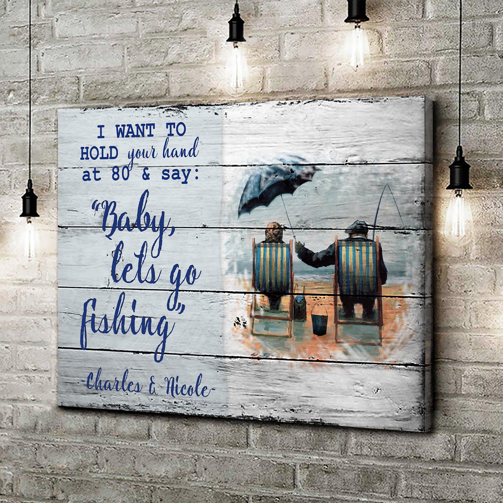 Hold Your Hand at 80 personalized couple canvas sign for anniversaries