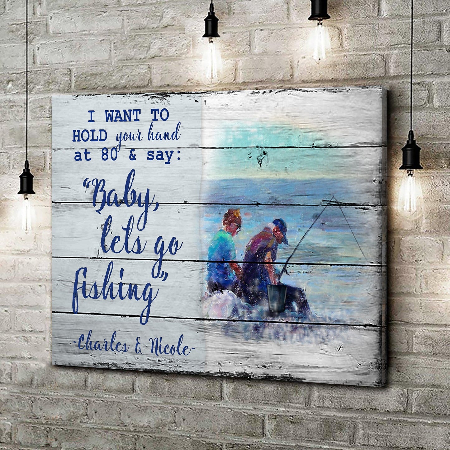 Hold Your Hand at 80 Personalized Couple Canvas Sign